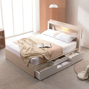 트리플 릴리움 LED 포서랍 침대Q_매트리스제외