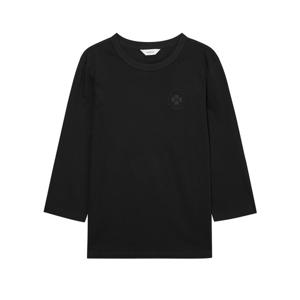 헤지스 여성 24FW 가격인하면100% 블랙 자수 장식 7부소매 티셔츠 HSTS4CC70BK