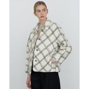 닥스 여성 24FW알파카 아이보리 체크 자켓 DLJA4D005IV