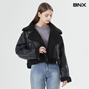 [비엔엑스]데일리 버클 라이더 무스탕 하프 자켓 (BV4JK014L0)