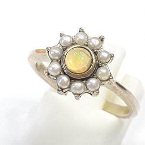 [블루케이] 엔틱레인보우오팔 진주 원석반지241007-13