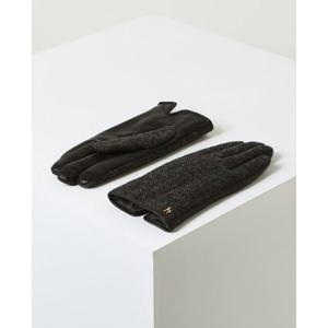 [헤지스ACC] 여성 블랙 퍼피로고 퍼안감 양가죽 장갑 HIGV4F111BK