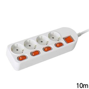 메인 스위치 4구 화이트 멀티탭 10m 개별