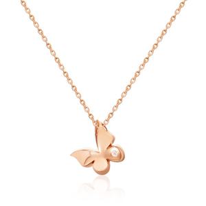 [비앤비골드] 14K 입체 나비 화이트 큐빅 체인목걸이 MNN40243