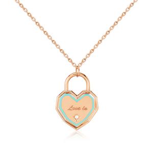 [비앤비골드] 14K 민트라인 하트 자물쇠 체인목걸이 MNN40224