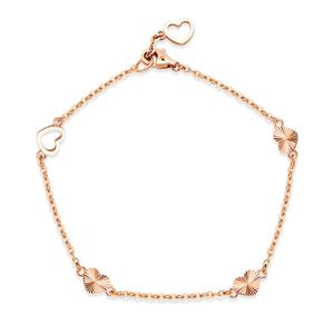 [비앤비골드] 14K 샤인컷팅 하트 장식 체인팔찌 NPB40205