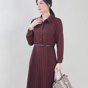 애비뉴투지 엄마옷 플리츠 치마 금단추 셔츠 카라 원피스 K11413