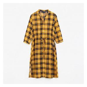 [에이치커넥트]여성 체크 스트링 로브원피스(3022312141046_417)