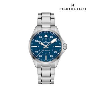 [해밀턴]카키 에비에이션 파일럿 39mm 블루 다이얼 브레이슬릿 손목 시계 H76305140