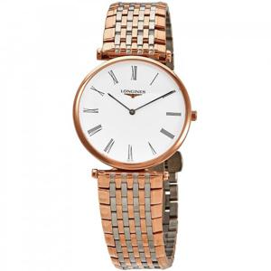 론진 라 그란데 클래식 화이트 다이알 로즈 골드톤 여성용 시계 L4.709.1.21.7