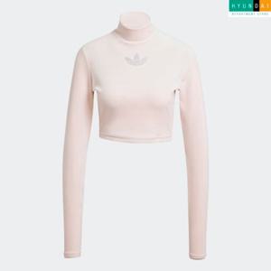 [아디다스][현대백화점][WOMEN] 라인스톤 트레포일 벨벳 긴팔 크롭탑 BLING CROP IX9591 인기티셔츠