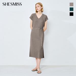[쉬즈미스] 캡 슬리브 브이넥 니트 원피스_SSKOPO22030