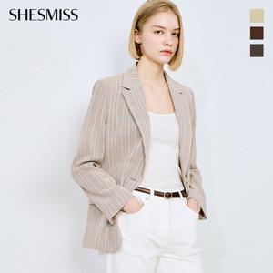 [쉬즈미스] 린넨 체크 싱글 자켓_SWWJKO21020