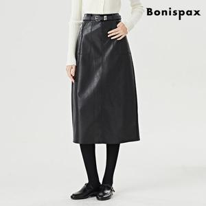 [보니스팍스]레더 트임 스커트 (XO4WH004L0)