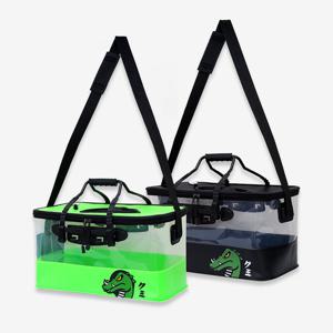 쿠미 Aqua 원터치뚜껑 투명 접이식 살림통 45cm밑밥통