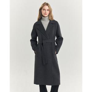 헤지스 여성 24FW 캐시미어 차콜그레이 트렌치형 핸드메이드 롱 코트 HSCO4D004CG