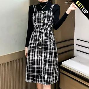 [올리비에스클로젯] 베이직반목니트 체크원피스 2종_O2210SE607D