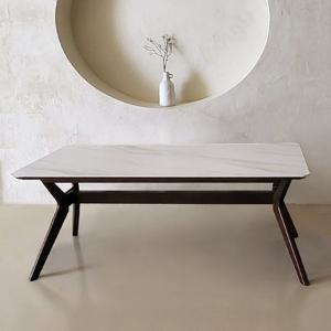 스코나 제르멘 커브 포세린 세라믹 원목 6인 식탁 테이블