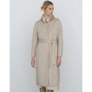 닥스 여성 24FW밍크FUR캐시미어 베이지 스트랩 핸드메이드 롱 코트 DLCO4D003I2