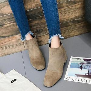 [라일리] Rly 카키색 낮은굽 앵클부츠 스웨이드 구두 가을신발