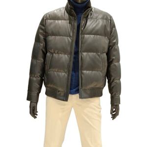 [바쏘]FW 블랙 오일워싱Vegan 레더 프리미엄 밍크FUR 구스다운점퍼BBBDUA63A