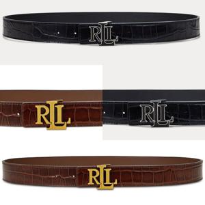 폴로 랄프로렌 18714455 여자 로고 악어무늬 양면 가죽 벨트