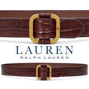 폴로 랄프로렌 18823609 여자 슬라이드 버클 악어무늬 가죽 벨트