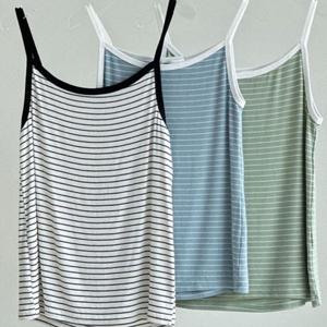 배색 307P650S 빅사이즈 단가라 스판 나시티 여성큰옷