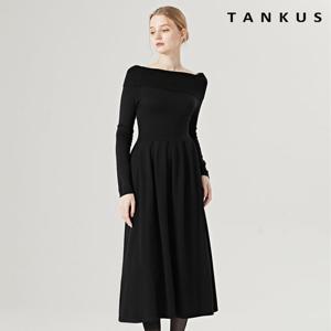 [탱커스]오프숄더 핀턱 플레어 롱 니트원피스 (TW4OP008L0)