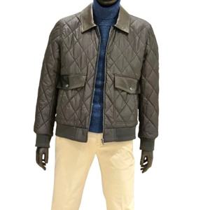 [바쏘]FW 블랙 천연 양가죽 배색포인트 셋인카라 퀼팅점퍼BBBCUA01ABK