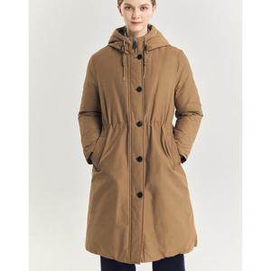 헤지스 여성 24FW 구스다운 카멜 야상형 논퀼팅 롱 헤비다운 점퍼 HSJU4D006CM