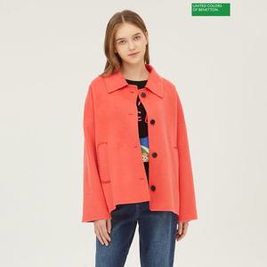 베네통 너티 체크 울 코트 BACT67361_PK