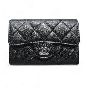 샤넬 캐비어 클래식 카드지갑 은장 블랙 AP0214 MRK