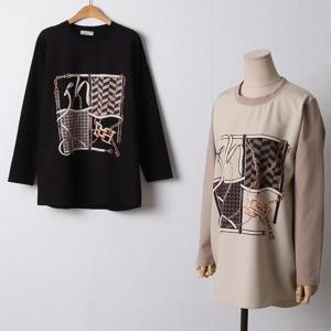 빅사이즈 411 시크포인커트지티셔츠 DOLF540