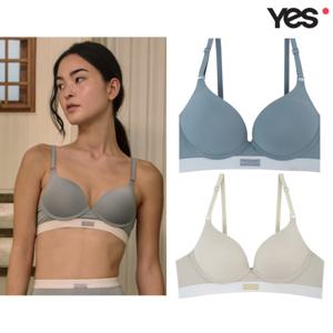 [예스]힐링데이 컴포트 노와이어 브라 (베이지/블루그레이) YSWBA801