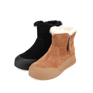 [바바라(슈즈)]소가죽 지퍼 숏 여성 앵클 퍼부츠 2COLOR_BBH879