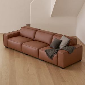 [데코라인] 피에몬테 전체 천연면피 가죽 4인용 모듈 소파