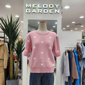 [멜로디가든]보틀하트 반팔 니트티 (M4F8K127 핑크)_CA