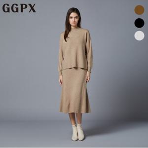 [GGPX] V넥 니트 앤 하프넥 플레어 니트 원피스 (GOBOP008F)