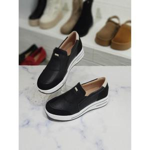 한슈 세이브존06 스티치 라인 가죽 통굽 키높이 슬립온 4cm HS44p340nt