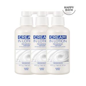 [해피바스]크림인로션 화이트머스크 바디로션 400g 3입