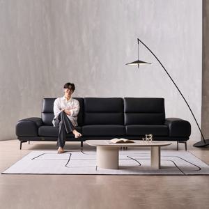 [다우닝] 루미아 4인 전체 천연가죽 소파+스툴