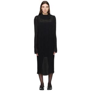 25 FW 메종마르지엘라 여성 블랙 시스루 미디 드레스 241188F054000