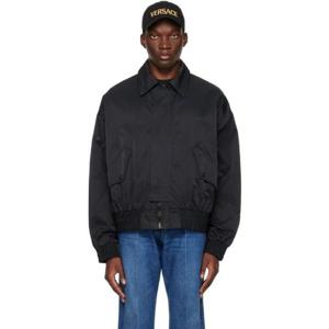 25 FW 베르사체진스꾸뛰르 남성 블랙 집업 보머 재킷 241202M180004