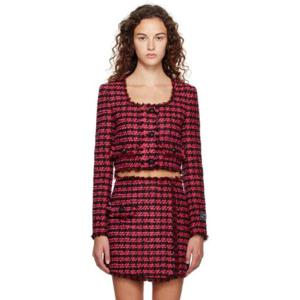 25 FW 엠에스지엠 여성 핑크 체크 재킷 232443F063000