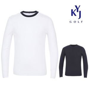 가을겨울 슬림 포인트 라인 라운드 남성 골프웨어 니트 DOWMNT41