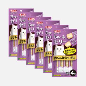 [6개세트] 이나바 챠오스틱 츄르젤리 닭가슴살&게 60g (TSC-124) 고양이 간식