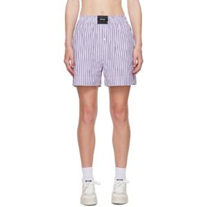 25 FW 팜앤젤스 여성 퍼플   화이트 스트라이프 쇼츠 242695F088004