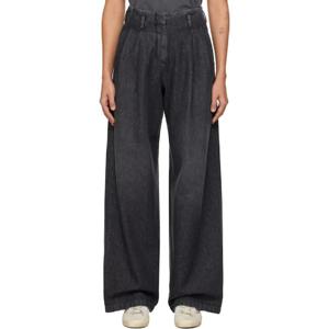 25 FW Golden Goose 여성 그레이 코튼 플리츠 데님 진 242264F069003