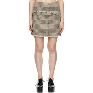 25 FW 프로엔자슐러 여성 옐로우   블랙  White Label 프린지 미니 스커트 231288F090001